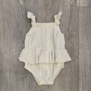 LITTLE PLANET Cream Knit Romper